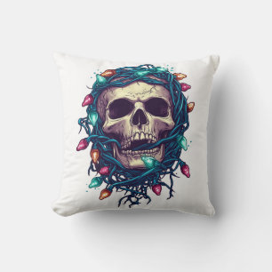 Tangled Skullmas � Funny Xmas Skeleton Cushion