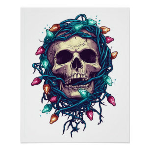 Tangled Skullmas � Funny Xmas Skeleton Poster