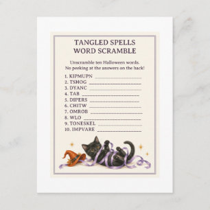 Tangled Spells Halloween Word Scramble Game Card