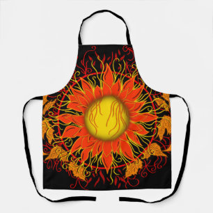 Tangled Sun, Vibrant Orange Sun Abstract Apron
