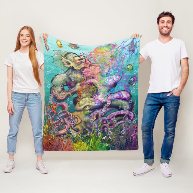 Tangled Tentacles Fleece Blanket (In Situ)