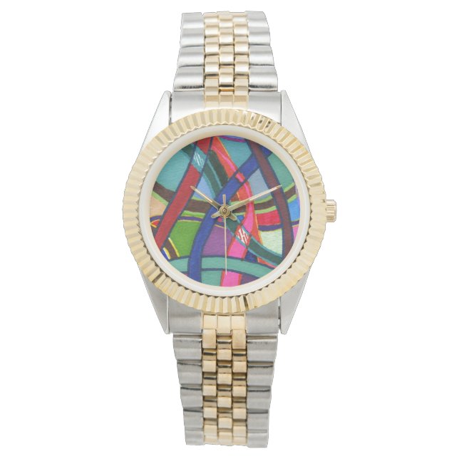 Tangled yarn stripes in multiple colours watch (Front)