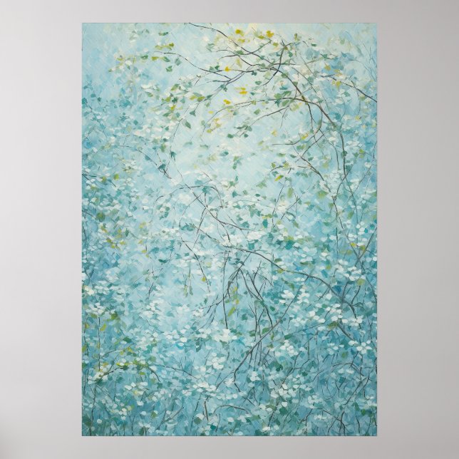 Tangles Branches with Tiny White Flowers Poster (Front)