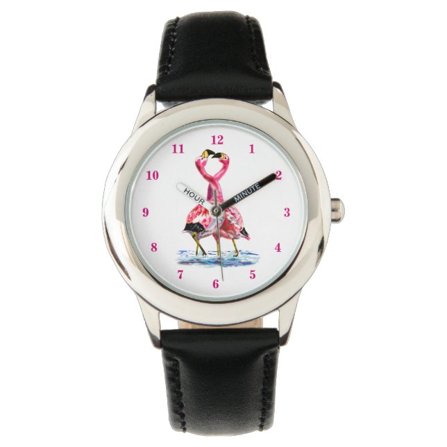 Tango Dance Couple Pink Flamingo Watch (Front)