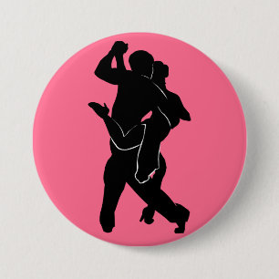 Tango Dancer Couple Pink Button - Your Colour
