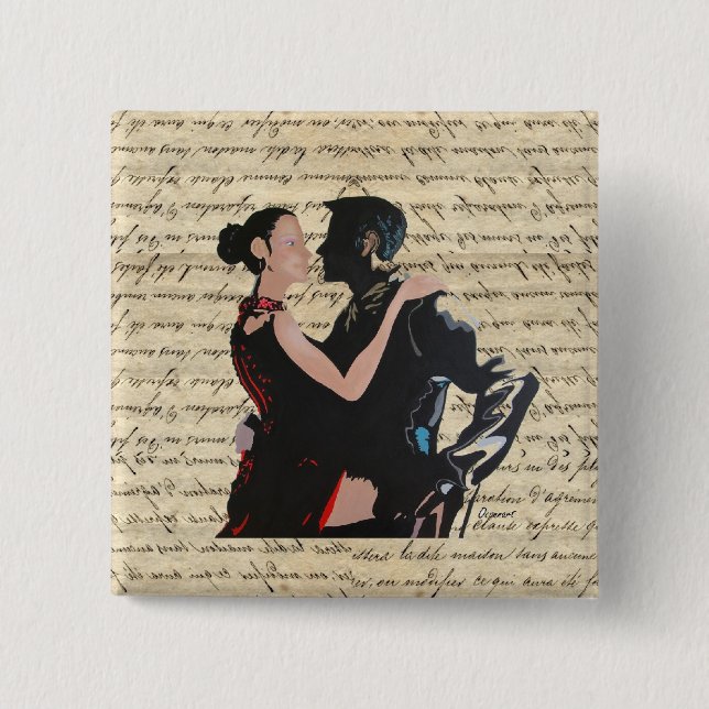 Tango dancers 15 cm square badge (Front)