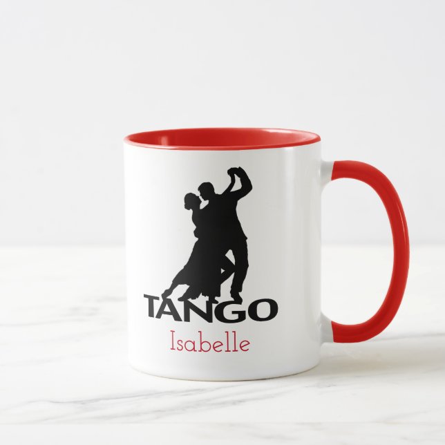 Tango Dancers Ballroom Silhouette Personalised Mug (Right)