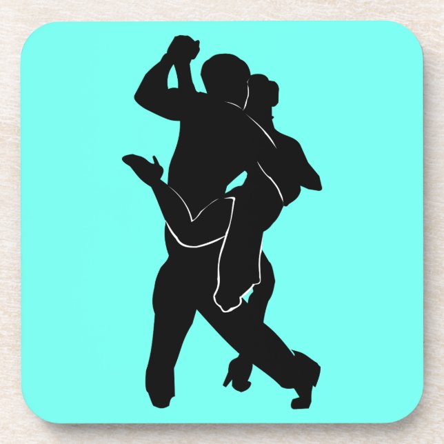 Tango Dancers Couple Turquoise Coaster Your Colour (Front)
