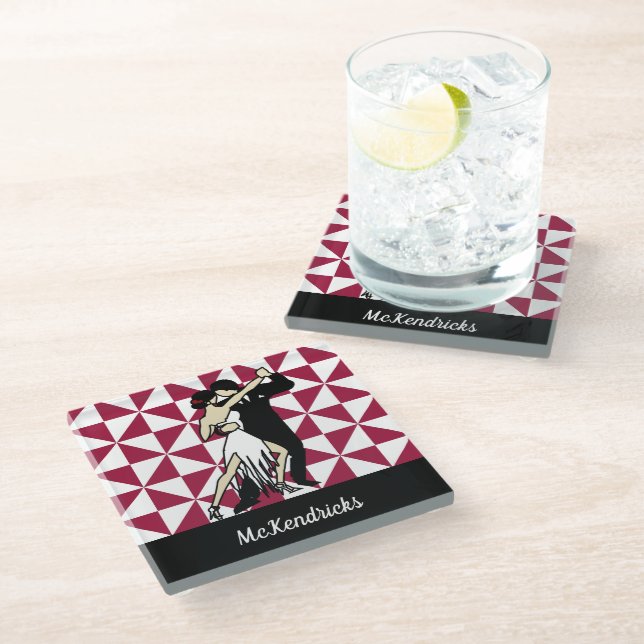 Tango Dancers Glass Coaster (Angled)