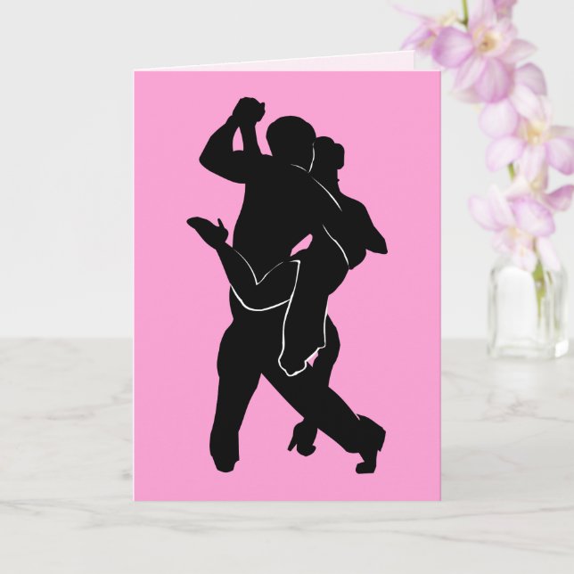 Tango Dancers Greeting Card Personalised Your Text (Orchid)