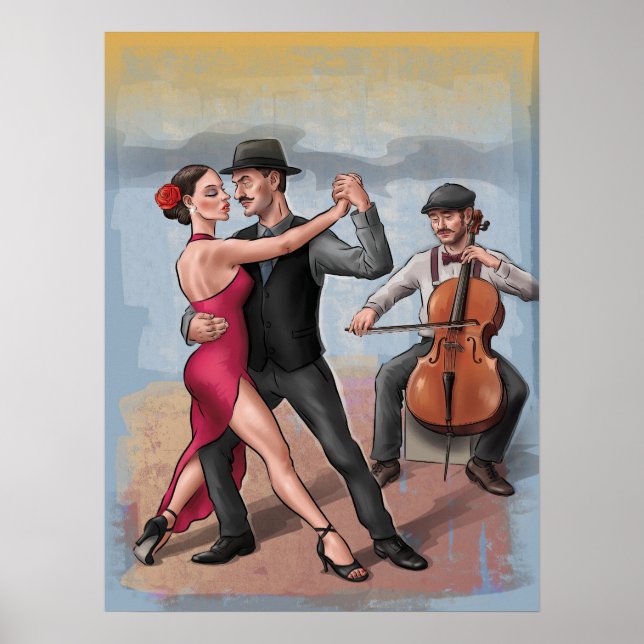 Tango Dancers – Hand-Drawn Art Poster (No Text) (Front)