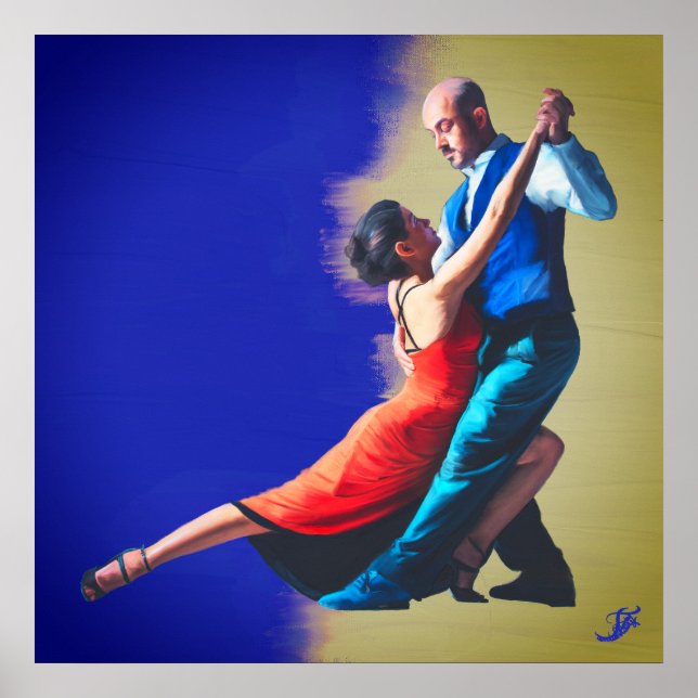 Tango dancers - hand painting  poster (Front)