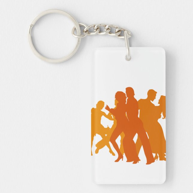 Tango Dancers Illustration Key Ring (Front)