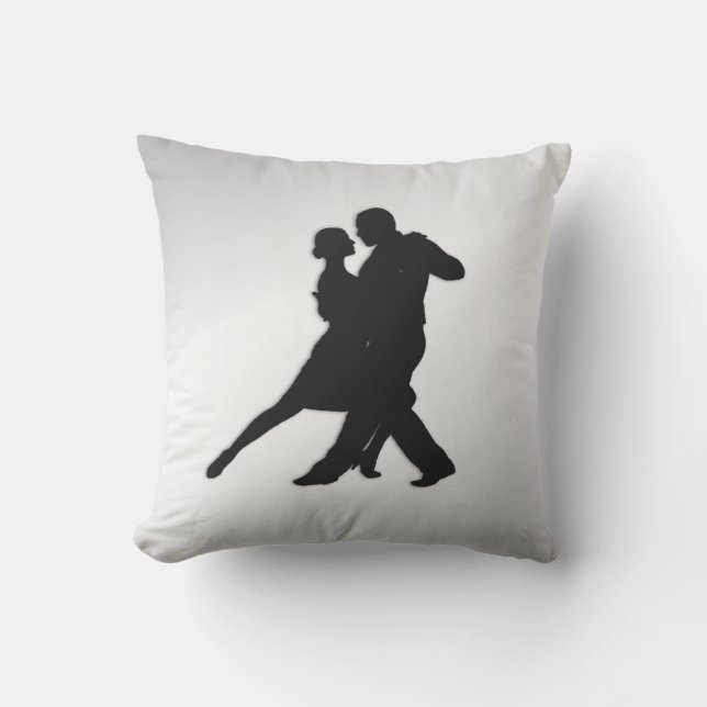 Tango Dancers Silhouette 2 Silver Cushion (Front)