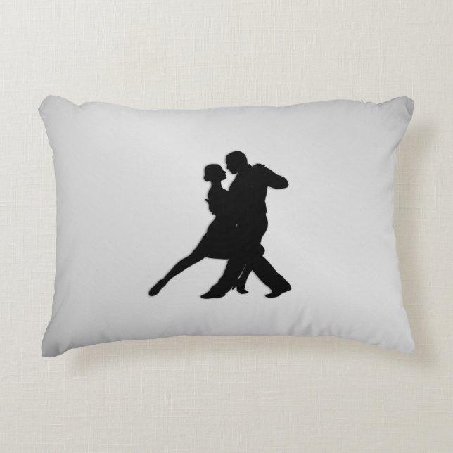 Tango Dancers Silhouette 2 Silver Decorative Cushion (Front)