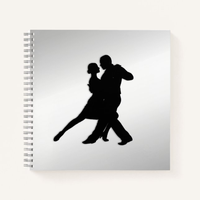 Tango Dancers Silhouette 2 Silver Notebook (Front)