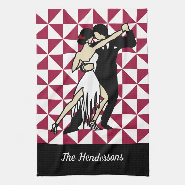 Tango Dancers Tea Towel (Vertical)
