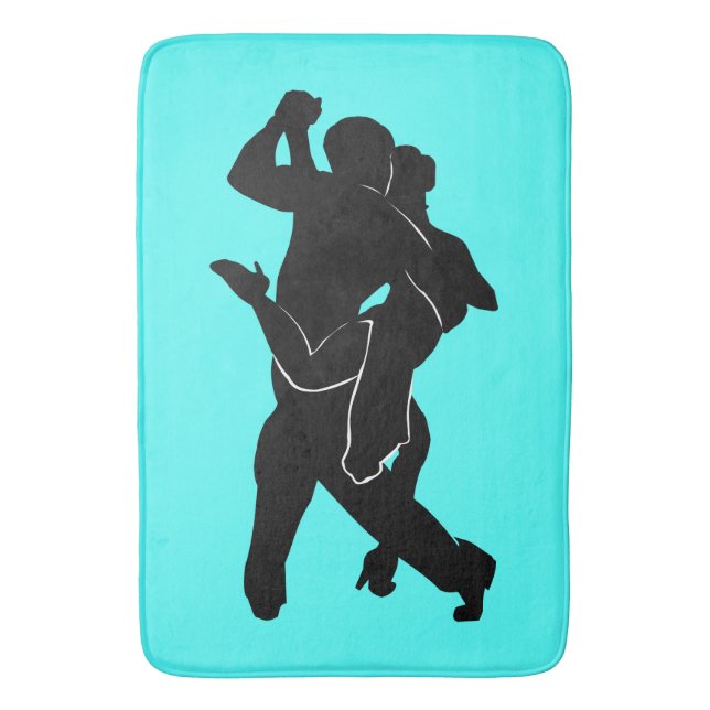 Tango Dancers Turquoise Bath Mat - Choose Colour (Front Vertical)
