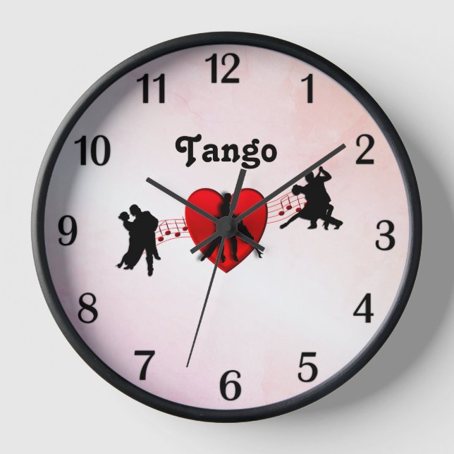 Tango Dances I Heart New Twist Design Numbers Clock (Front)