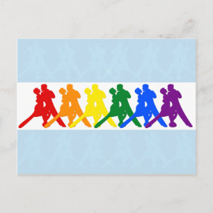 Tango dancing couples rainbow colours postcard