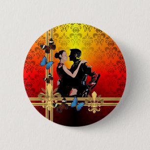 Tango on damask 6 cm round badge