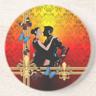 Tango on damask coaster