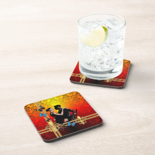 Tango on damask coaster