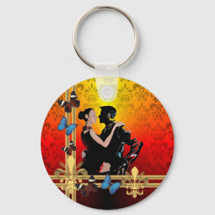 Tango on damask key ring