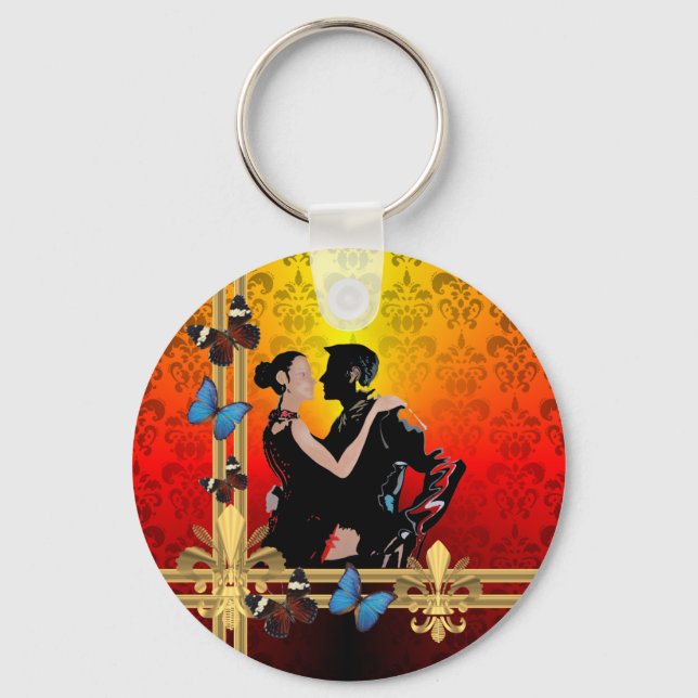 Tango on damask key ring (Front)