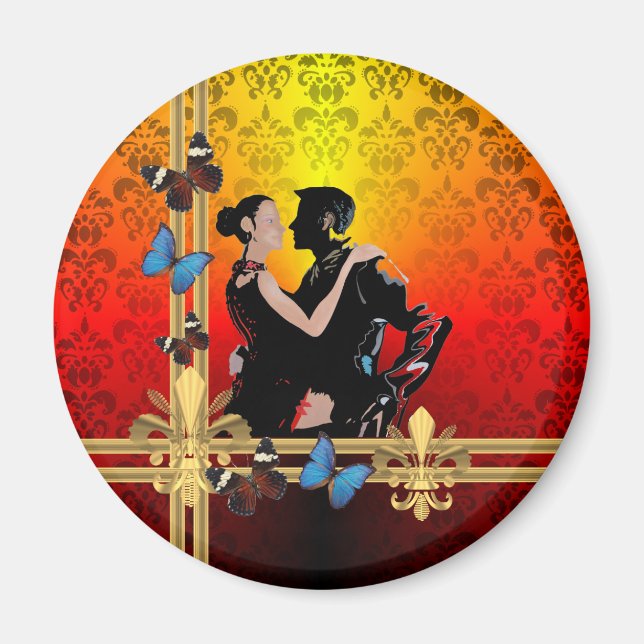 Tango on damask magnet (Front)