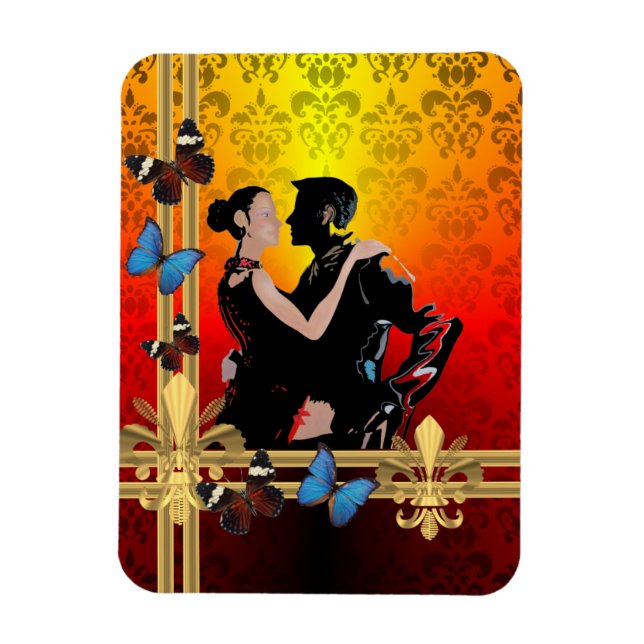 Tango on damask magnet (Vertical)