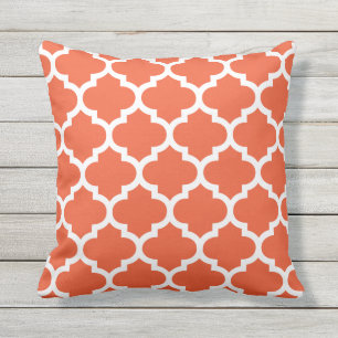 Tango Orange Quatrefoil Pattern Outdoor Pillows