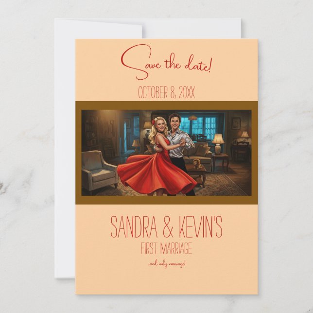 Tango Red Dress Wedding Save the Date Invitation (Front)
