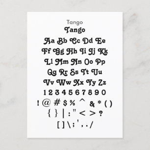 Tango - Zazzle Font Sample Sheet Postcard