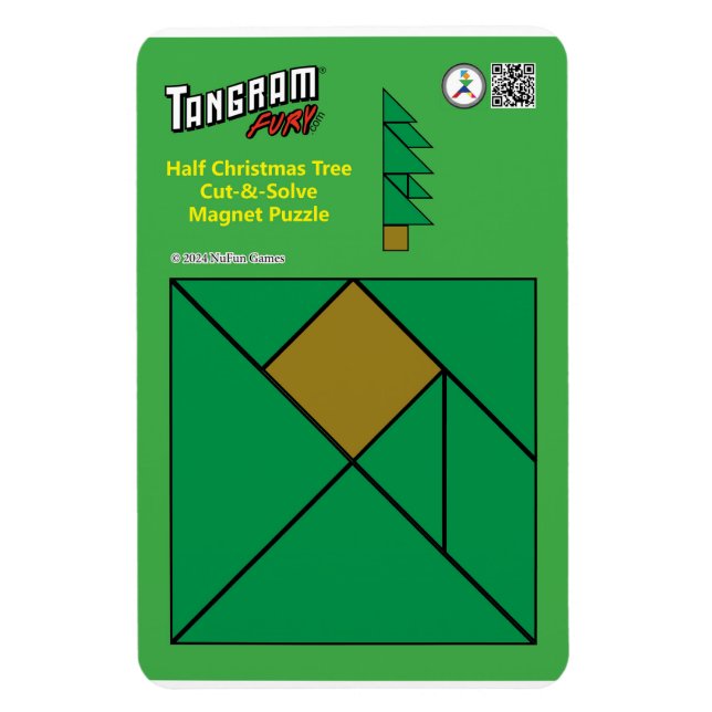 Tangram Christmas Magnet – Half Christmas Tree (Vertical)
