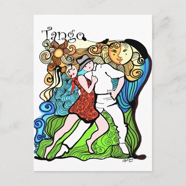 Tangueritos and the Sun Tango Postcard (Front)
