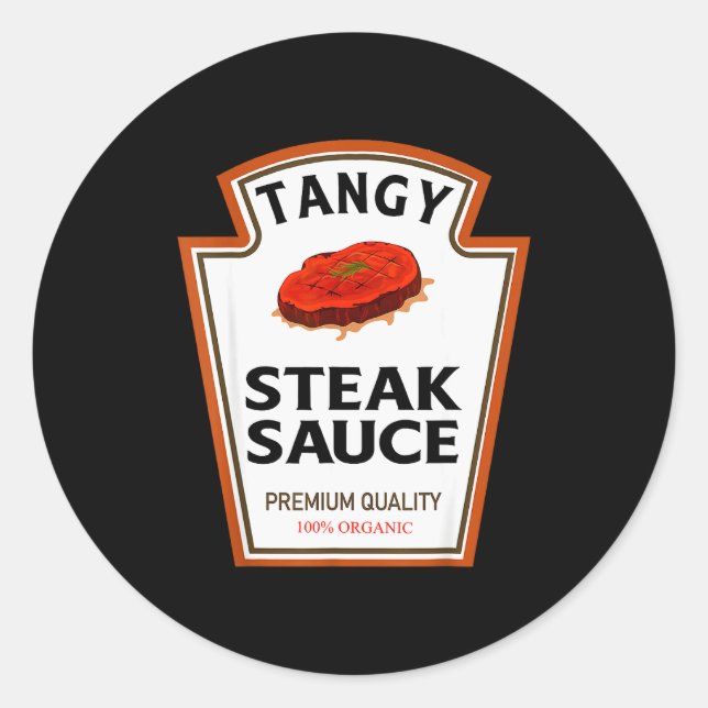 Tangy Steak Sauce Funny Condiment Costume Party Ma Classic Round Sticker (Front)