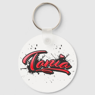Tania red Heart Graffiti Schlüsselanhänger Key Ring
