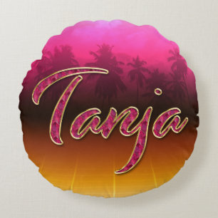 Tanja Vorname Name golden pink Kissen Round Cushion