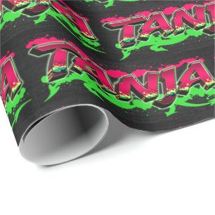 Tanja Vorname Name Graffiti red green Wrapping Paper