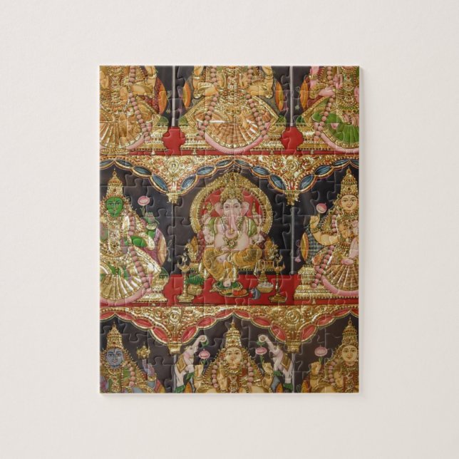 TANJORE PAINTING ASHTALAKSHMI SOUTH INDIA JIGSAW PUZZLE (Vertical)