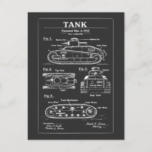 tank blueprint patent design postcard