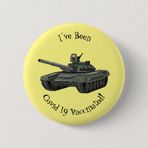 Tank cartoon illustration 6 cm round badge