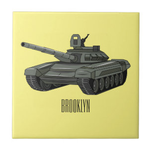 Tank cartoon illustration ceramic tile