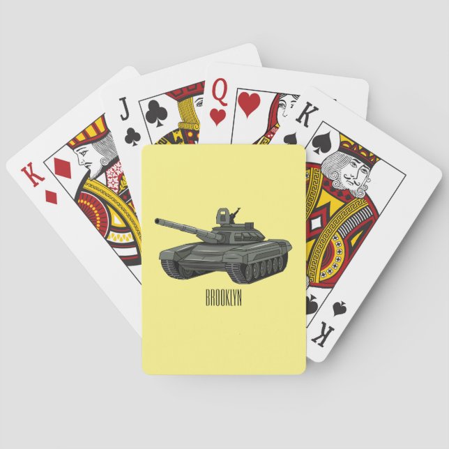 Tank cartoon illustration playing cards (Back)