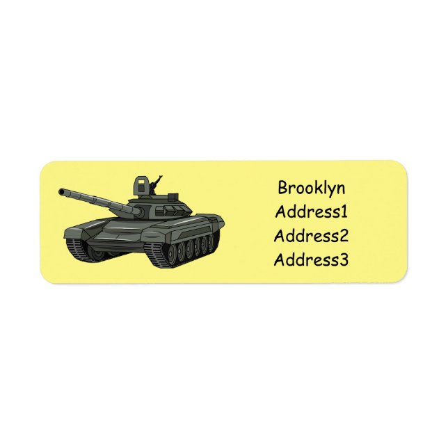 Tank cartoon illustration return address label (Front)