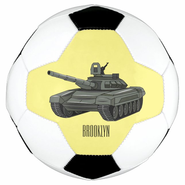 Tank cartoon illustration soccer ball (Front)