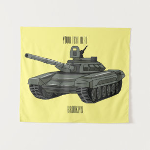 Tank cartoon illustration tapestry
