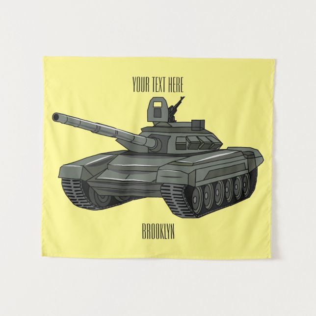 Tank cartoon illustration tapestry (Front (Horizontal))
