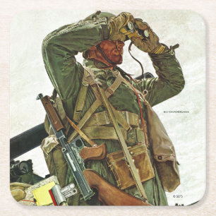 Tank Patrol Square Paper Coaster